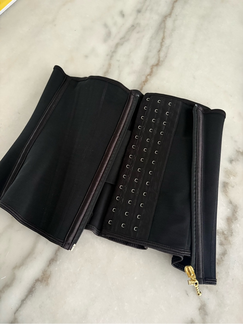Black Waist Trainer Corset with Hook Closures